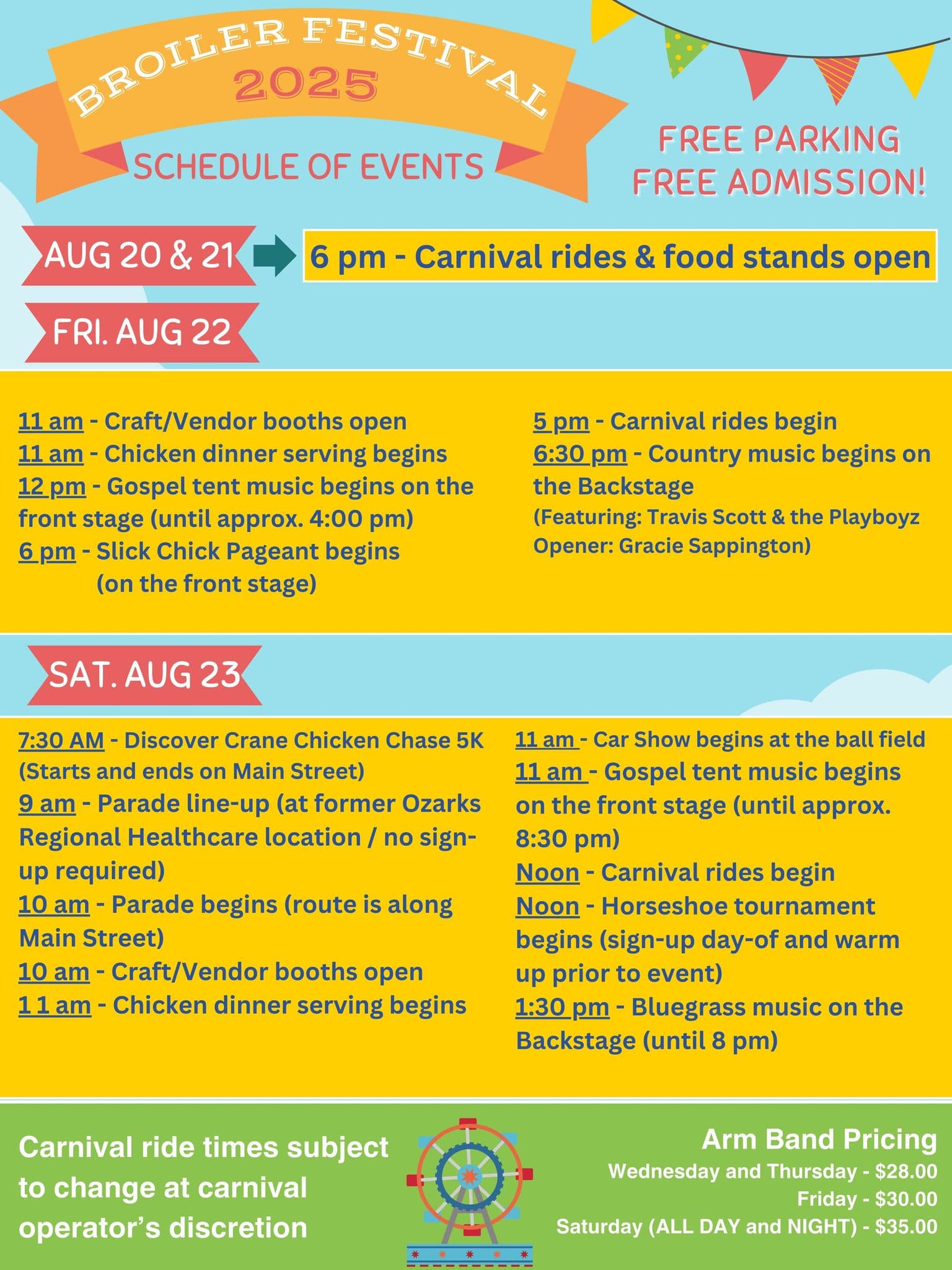 2025 Broiler Festival Schedule of Events